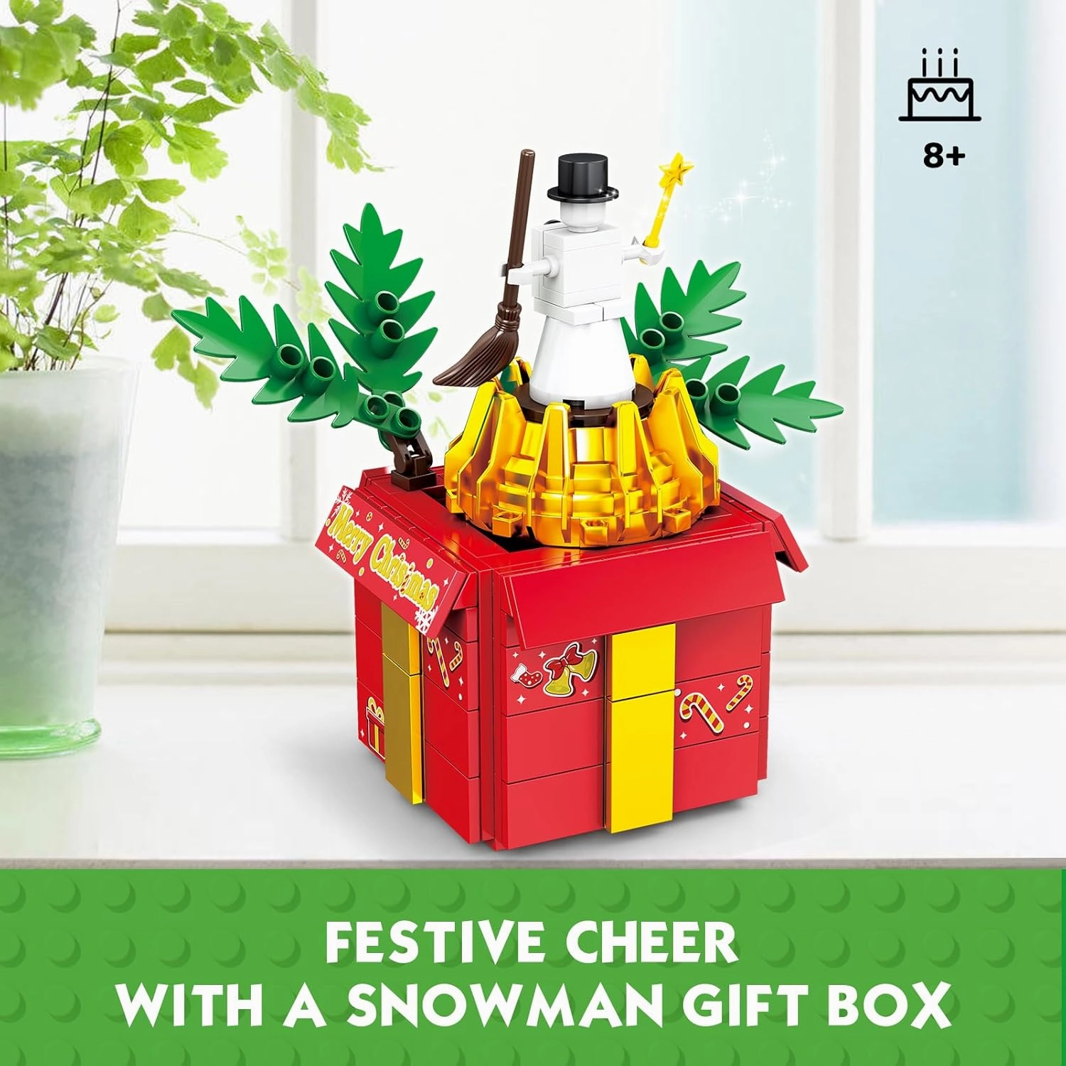 KAZI Snowman Box Building Toys for Kids, Winter Snowman Christmas Toys Set for Boys & Girls Ages 8 , Mini Christmas Decorations for Tabletop & Home, Party Favors