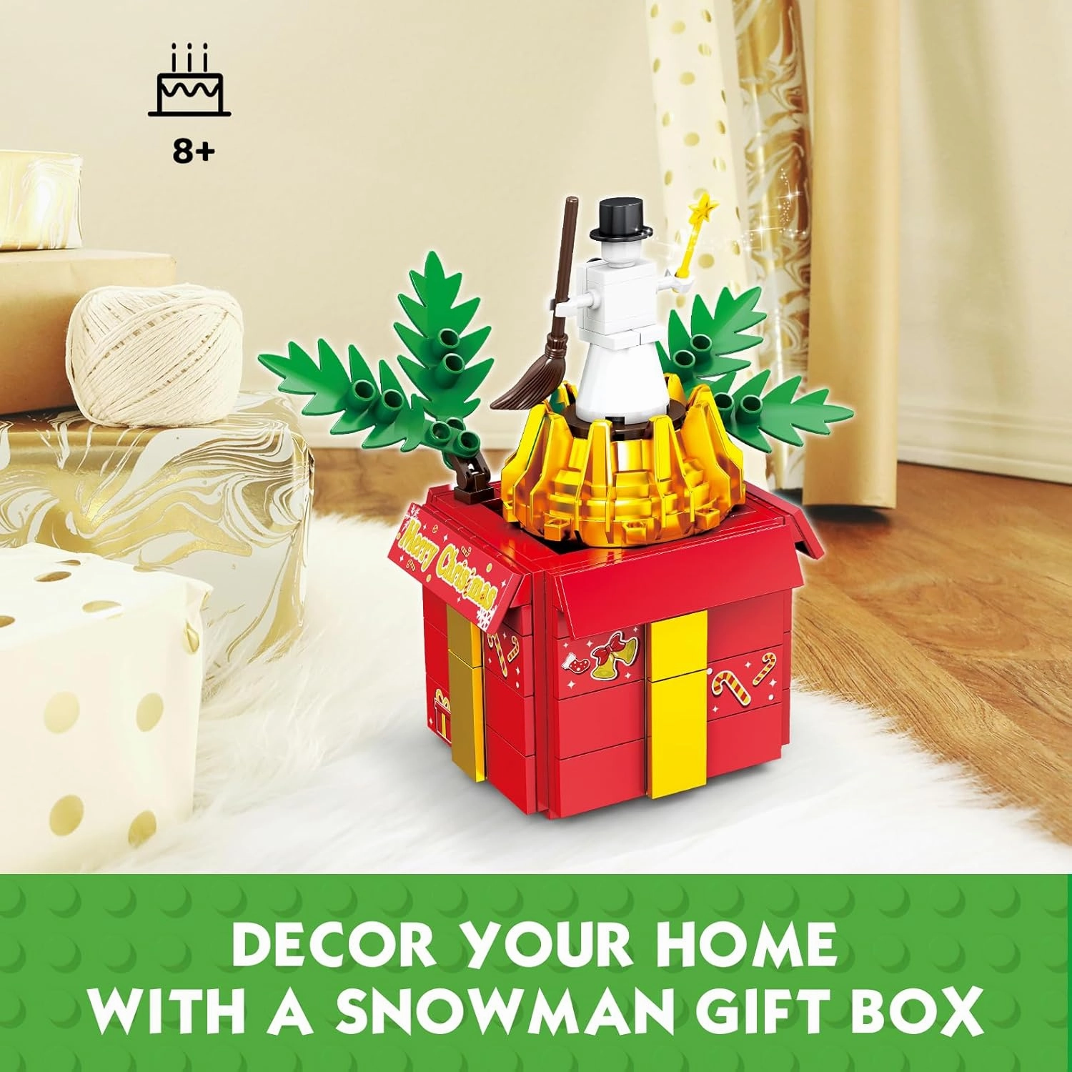 KAZI Snowman Box Building Toys for Kids, Winter Snowman Christmas Toys Set for Boys & Girls Ages 8 , Mini Christmas Decorations for Tabletop & Home, Party Favors