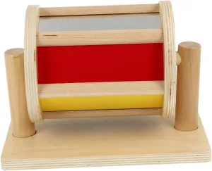 Kisangel Textile Drum Montessori Educational Wooden Plaything for Lightweight Spinning to Enhance Parent Interaction and Fine Motor Skills Safe for Little Hands