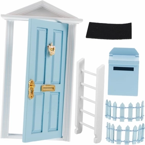 Kisangel 1set Mini Wooden Door Kit Scale Fairy Door for Dollhouse Decoration Craft Accessory for Creative Play for Miniature Gardens and Imaginative Storytelling