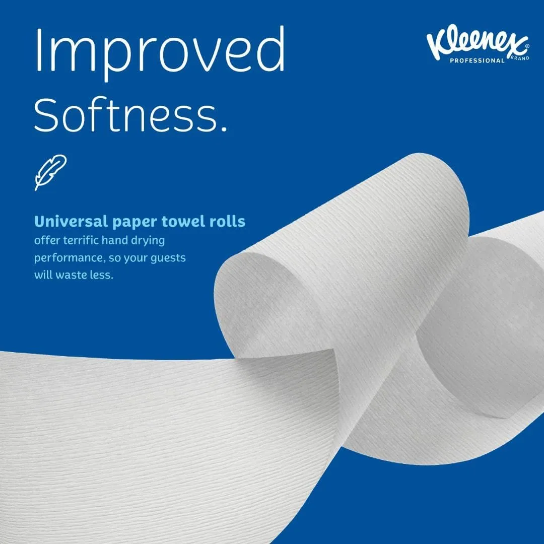Kleenex Professional Universal Hard Roll Paper Towels, Bulk (50606), 1.75" Core, Premium Absorbency Pockets, White (6 Rolls at 600' Each, 3,600'/Case)
