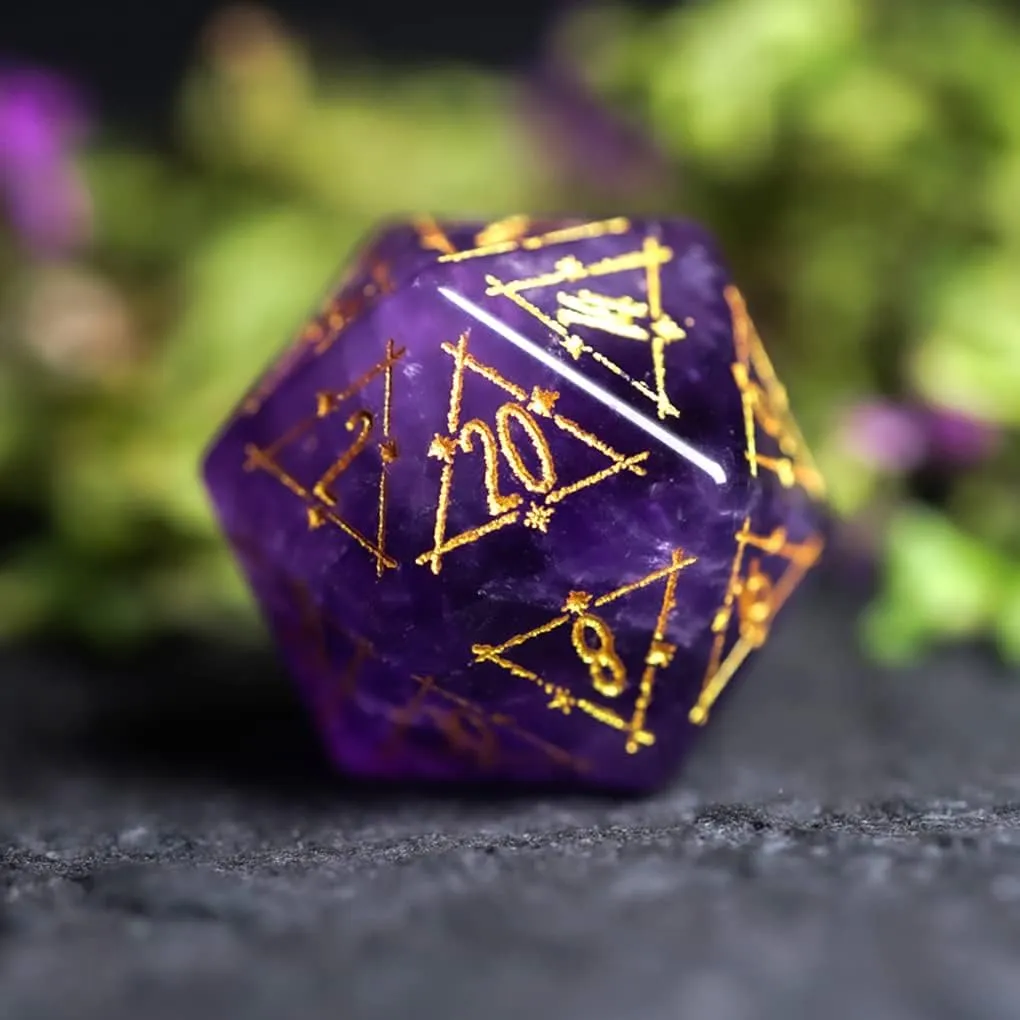 LANGWEI Role Playing Dice Pretty Purple Crystal DND Dice Set, Dungeons and Dragons Polyhedral Dice Set for Table Games, TRPG, Creative Gifts