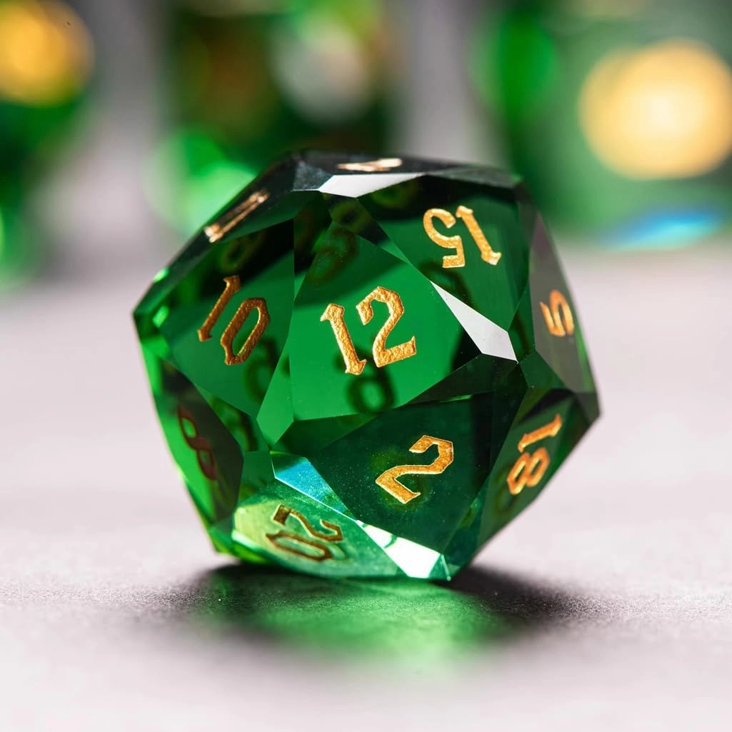 LANGWEI 7Pcs,D&D Dice Set, Pretty Green Gemstone Polyhedral Dice, Role Playing Dice Set for TRPG Table Games Dungeons and Dragons Games,Creative Gifts