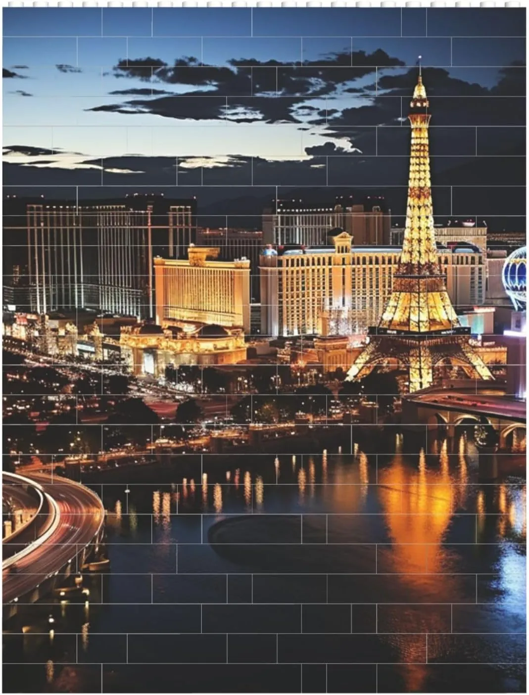 Las Vegas Night View Building Block Puzzle Personalized Building Bricks for Adults Square Shaped Block Puzzle Building Brick Block Puzzles Valentine's Day Gifts for Home Decor Brick Puzzle