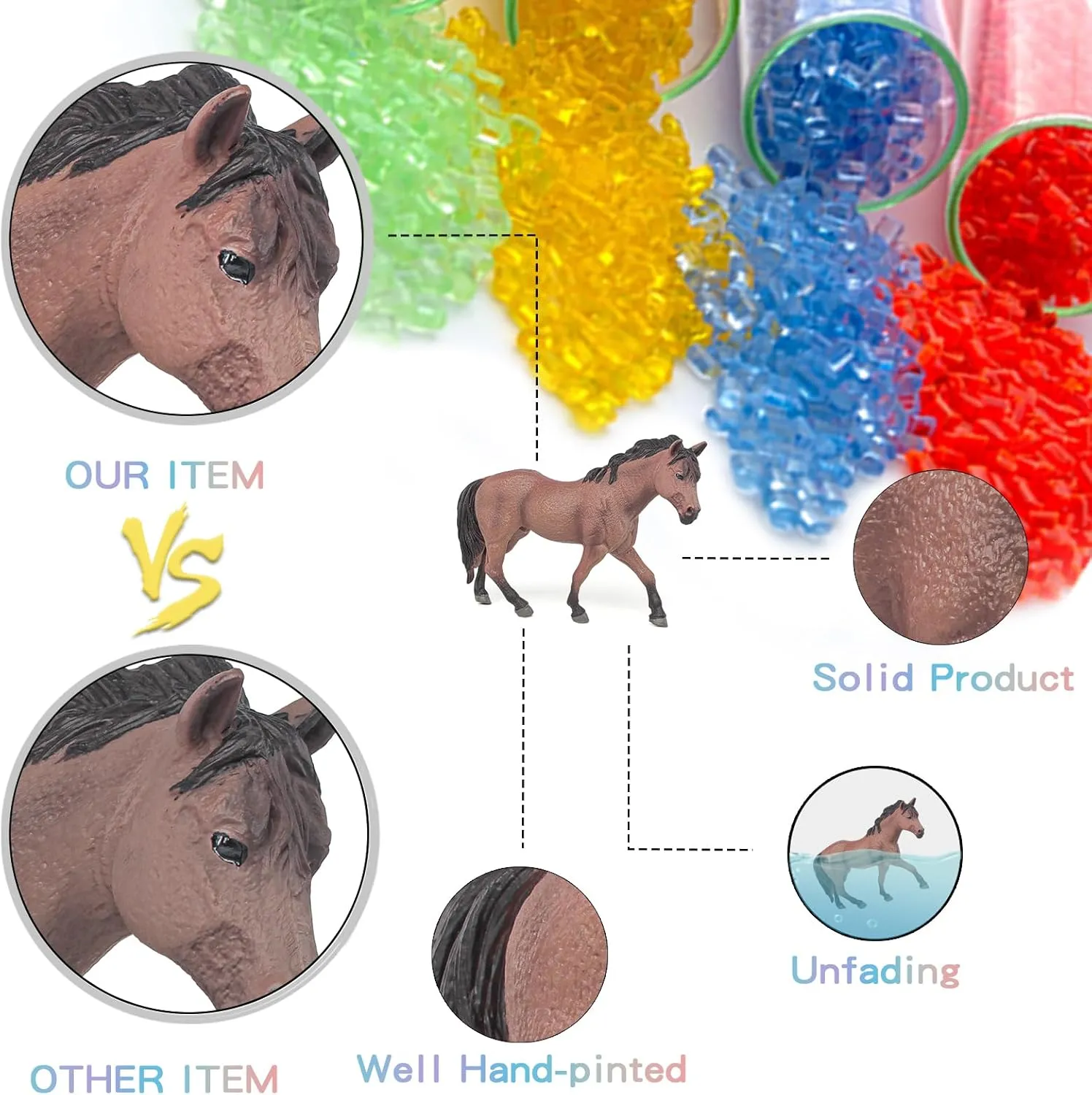 LC JoyCre Farm Animals Cows Sheep Horses Toys 4PCS Realistic Cows Figures Horses Figurines Sheep Toys Playset for Toddlers Arab Foal Model for Birthday Party Collection for Kids