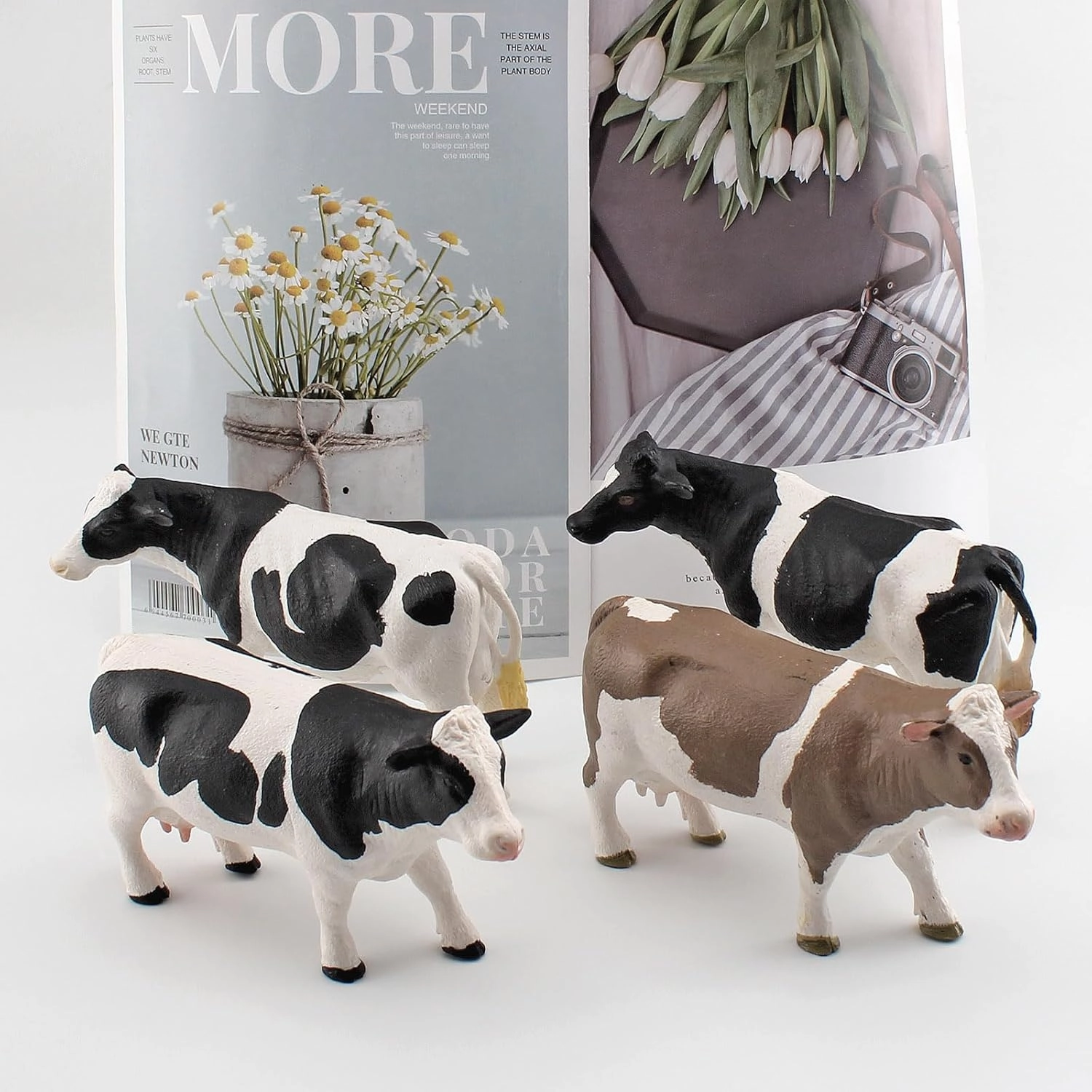 LC JoyCre Cow Figure Toys 4PCS Realistic Big Cows Figurines Toys for Toddlers Simmental Cows Holstein Cow Figures for Kids Birthday 3 4 5 6 Year Old Cake Topper