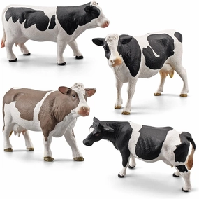 LC JoyCre Cow Figure Toys 4PCS Realistic Big Cows Figurines Toys for Toddlers Simmental Cows Holstein Cow Figures for Kids Birthday 3 4 5 6 Year Old Cake Topper