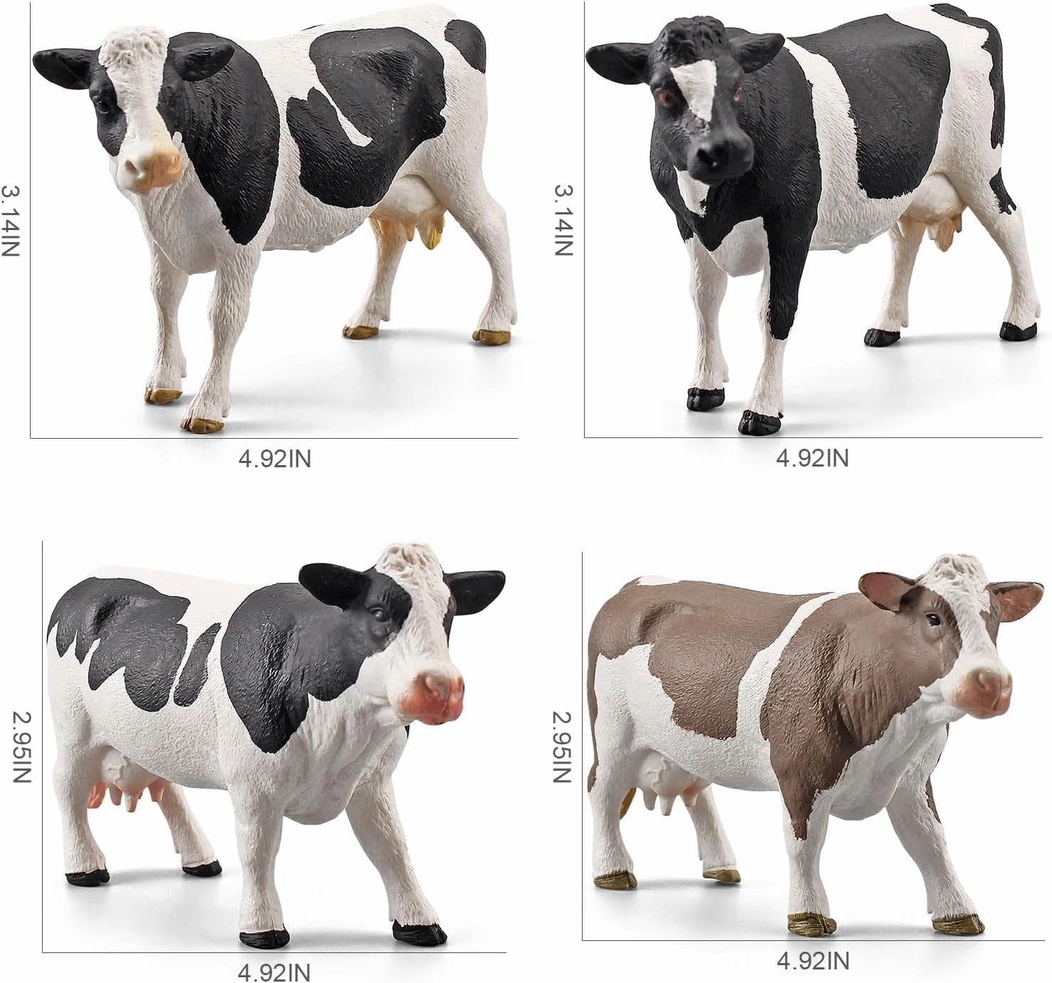 LC JoyCre Cow Figure Toys 4PCS Realistic Big Cows Figurines Toys for Toddlers Simmental Cows Holstein Cow Figures for Kids Birthday 3 4 5 6 Year Old Cake Topper