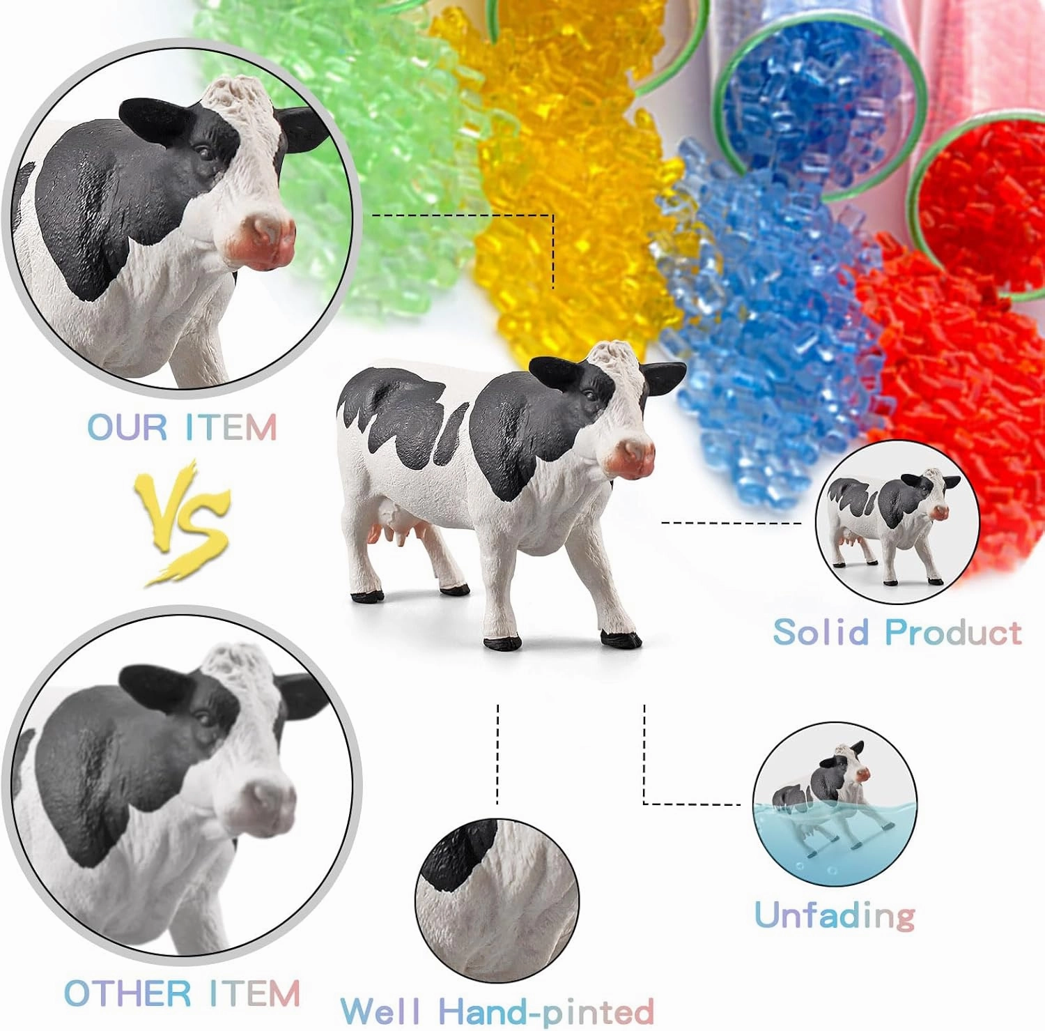 LC JoyCre Cow Figure Toys 4PCS Realistic Big Cows Figurines Toys for Toddlers Simmental Cows Holstein Cow Figures for Kids Birthday 3 4 5 6 Year Old Cake Topper