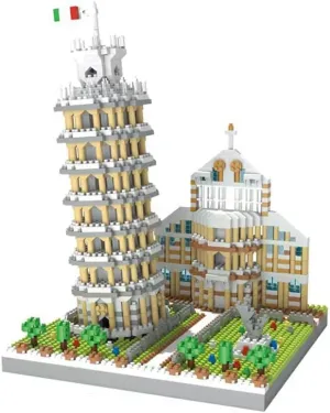 Leaning Tower of Pisa Micro Mini Building Blocks - 8.7"Scale Architecture Model Kit for Adults, Collectible Display Toy with Detailed Manual, STEM Educational Toy for Teens & Adults (1700  Pieces)