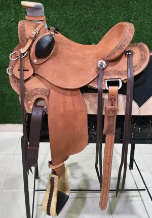 Leather Western Saddles Barrel Racing Horse Saddle Leather English Saddle American Leather Flex Tree Trail Western Saddle for Horse Lightweight Equestrian Saddle for Horses