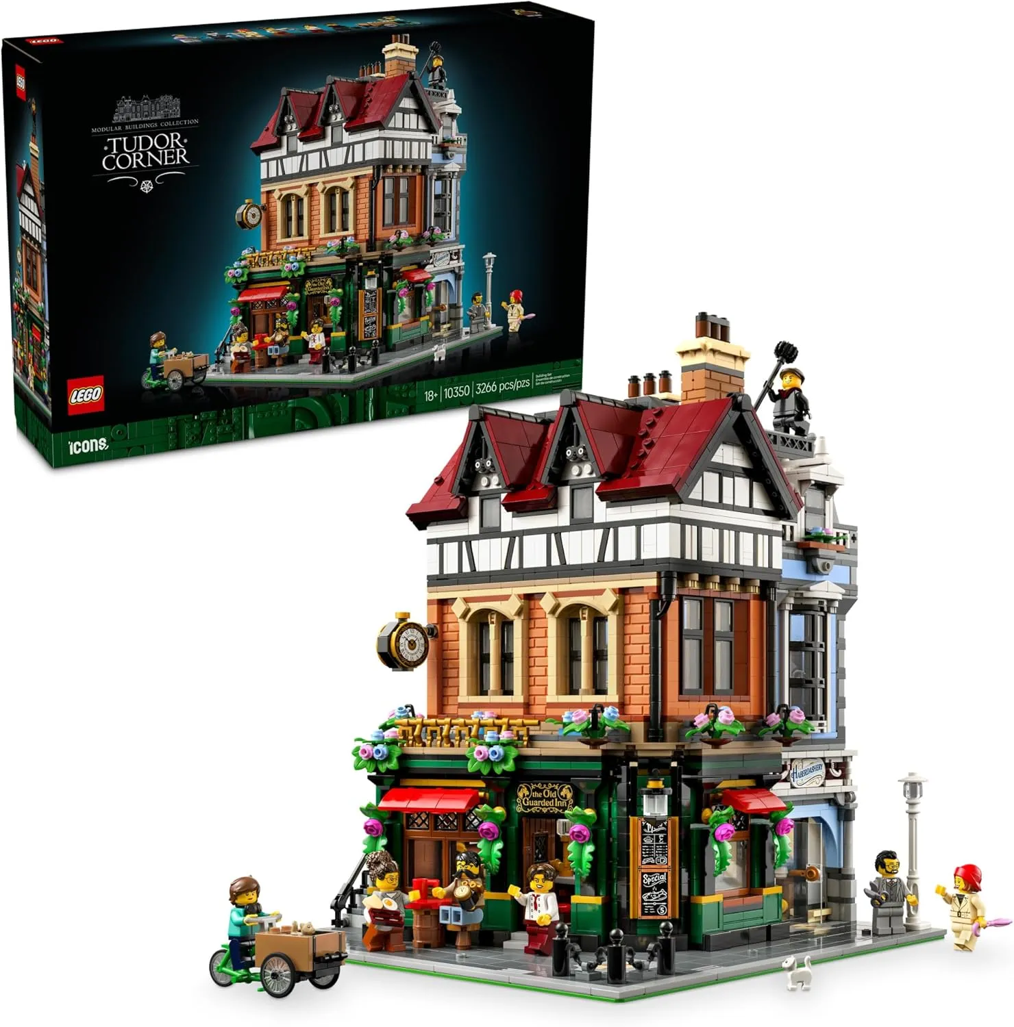 LEGO Icons Tudor Corner Building Set for Adults 18  - DIY Miniature House Kit - Collectible Mini House Building Set for Men and Women - Crafting Gift for Adults - 10350