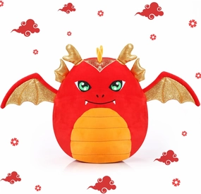 Leyndo 14'' Red Dragon Plush Pillow Cute Dragon Stuffed Animal Soft Long Plush Toy for Birthday Gift Home Bedroom Sofa Car Decorations