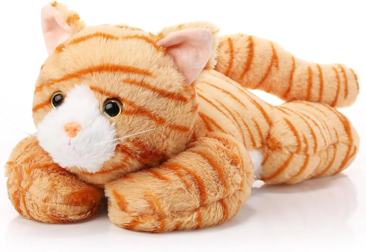 Libima 16 Inch 1.5 Lbs Weighted Cat Stuffed Animals Realistic Kitten Weighted Plush Toy Soft Fluffy Comfort Orange Cat Plushie Pillow for Adults Kids Youth Holiday Birthday Bed Car Home Decors Gift