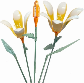 Lily Flower Building Kit for Adults, Flower Bouquet Building Block Set, Artificial Flowers Mini Building Bricks for Gifts/Home Decor, Botanical Collection (Orange)