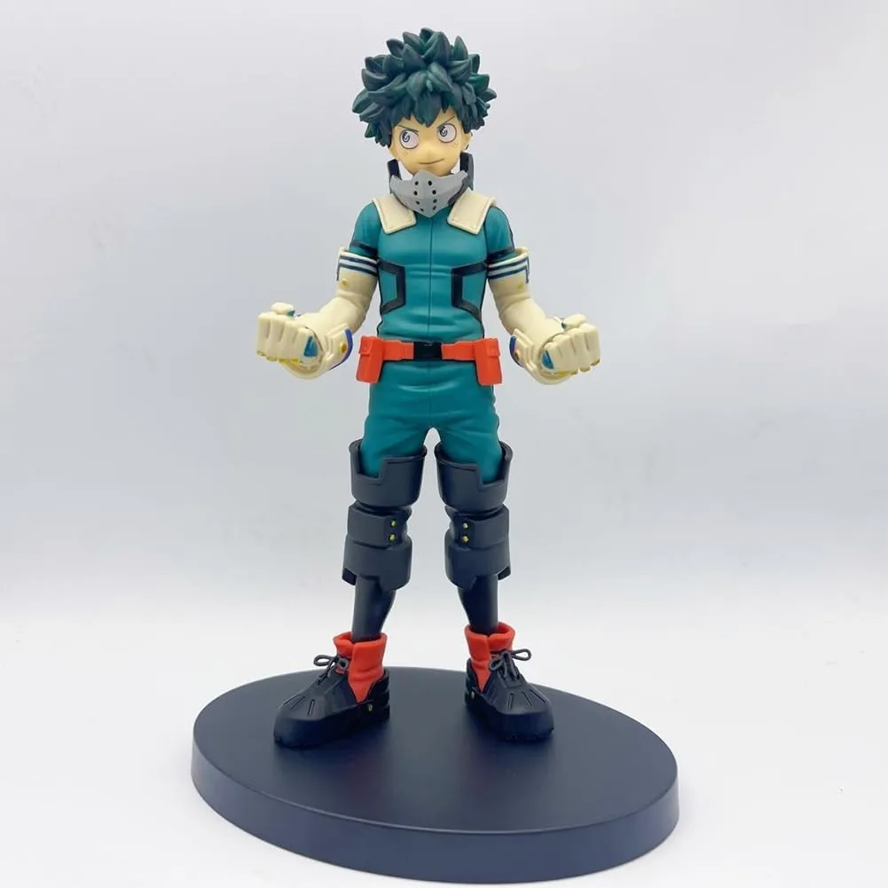LUNK Midoriya Izuku Action Figure Statue,Anime Collection Figure,6.3in Standing Hands in Fist Midoriya Izuku Figurine PVC Model,Cute Car Desk Figure Display Decor Gifts