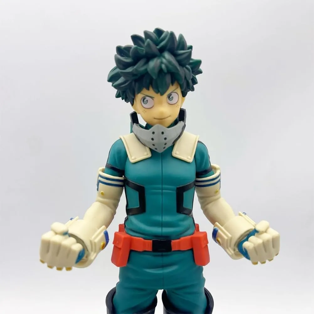 LUNK Midoriya Izuku Action Figure Statue,Anime Collection Figure,6.3in Standing Hands in Fist Midoriya Izuku Figurine PVC Model,Cute Car Desk Figure Display Decor Gifts