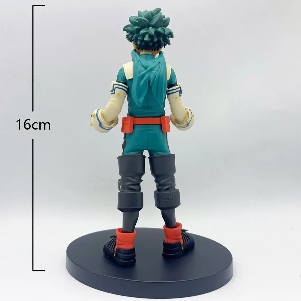 LUNK Midoriya Izuku Action Figure Statue,Anime Collection Figure,6.3in Standing Hands in Fist Midoriya Izuku Figurine PVC Model,Cute Car Desk Figure Display Decor Gifts