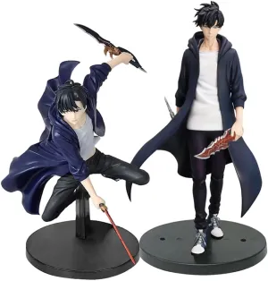 LUNK Sung Jin Woo Figure Anime Figurine Sung Jin Woo Statue Manga Novel Character Anime Jinwoo Action Figure Collectible Model Room Decoration Gift 2PCS