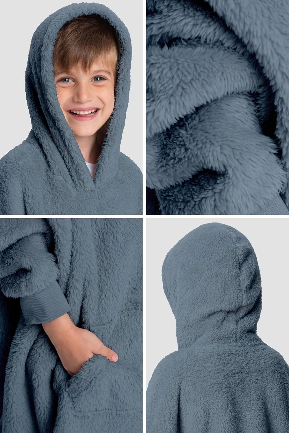 Mad Dog Kids Blanket Hoodie - Wearable Blankets with Cozy Sleeves, Soft Fleece & Sherpa Designs, for Boys & Girls, Ages 4-13