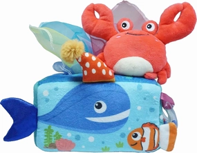 Magic Little Sea Box - Baby Montessori Toy 6 to 12 Months, Sensory Pull, Squeeze and Motor Movement; 10  Crinkle Fabric, Squeaky Stuffie, Rattle, High Contrast and Safe for Newborn
