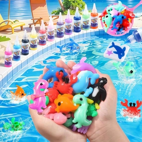 Magic Water Elf FishingToy Kit, Aqua Fairy Water Gel Kit with 20 Magic Gels, 10 Creature Molds, Party Favors, Arts & Crafts DIY Stem for Kids