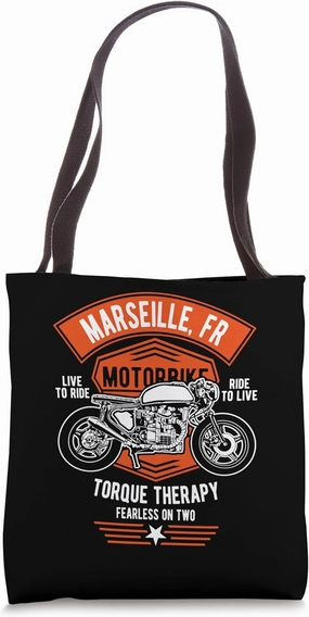 Marseille France Retro Motorcycle Design Tote Bag