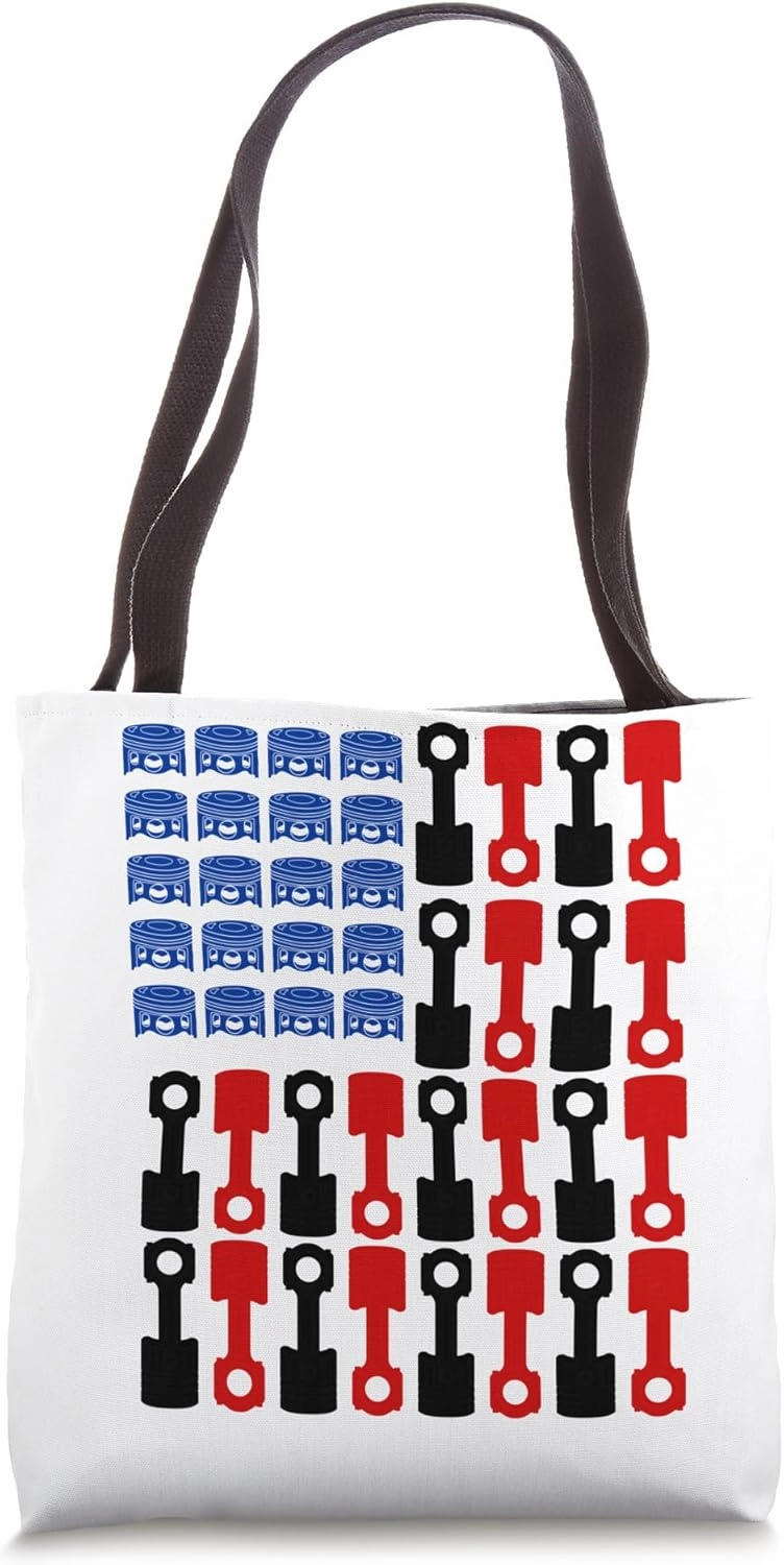 Mechanic Piston Workshop Tools USA Flag Car Enthusiast Tote Bag