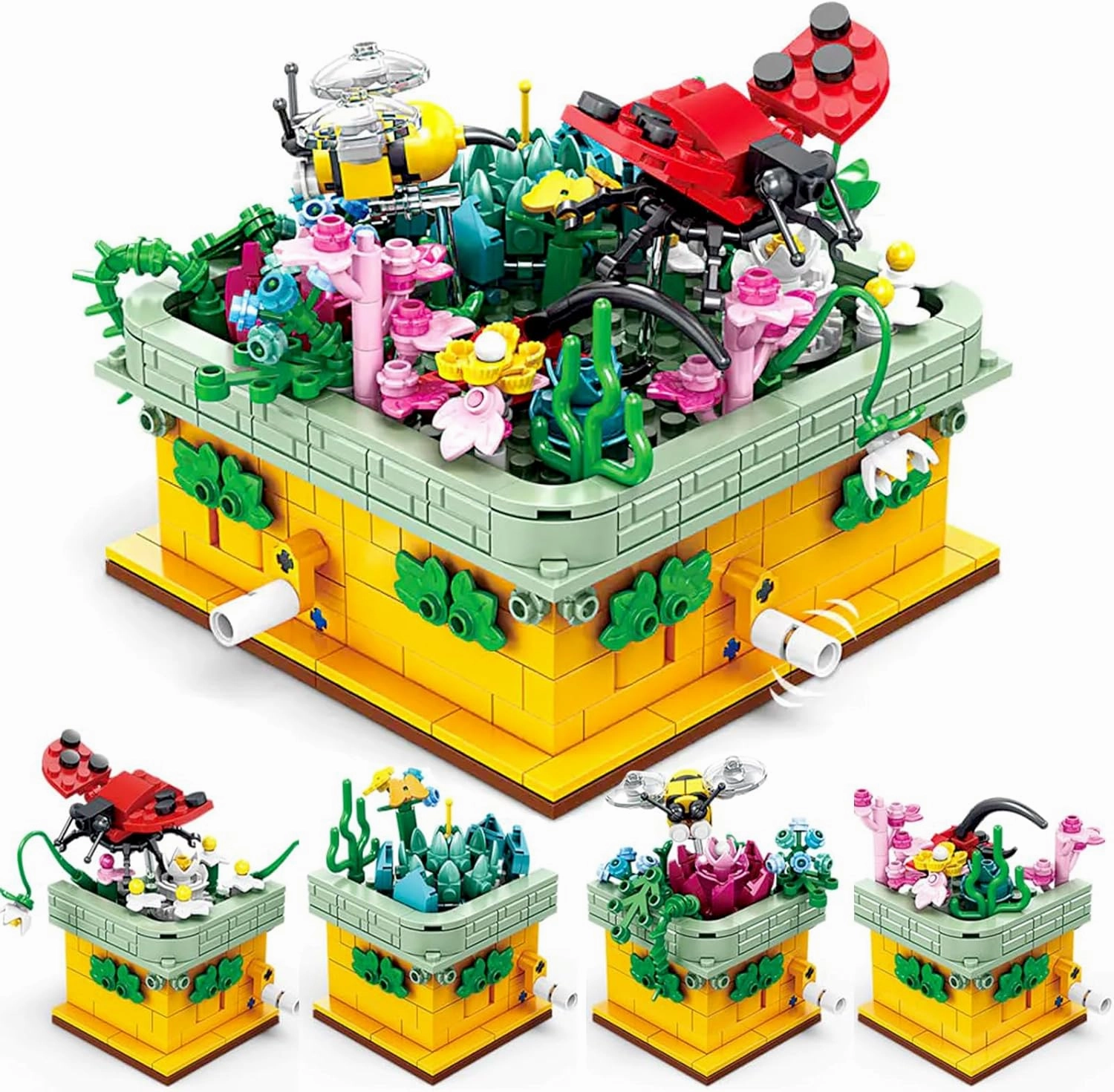Mechanical Insects & Flowers STEM Toy, 3D Moving Parts Building Set, 1134pcs Creative Botanical Bouquet Building Kit for Adults & Kids