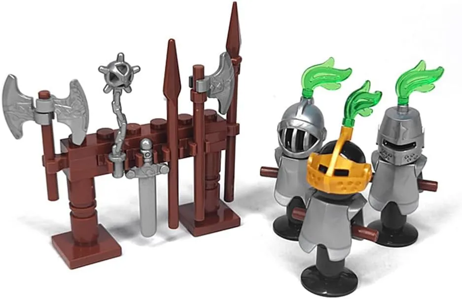 Medieval Knight Soldier Building Set, 156pcs Miniature Armor & Weapon Figures with Display Stand, Creative Construction Toys for Adults & Collectors, Compatible with Major Block Brands