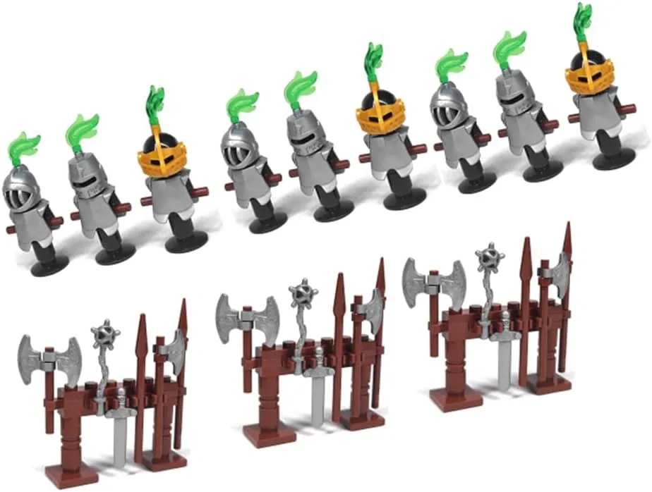 Medieval Knight Soldier Building Set, 156pcs Miniature Armor & Weapon Figures with Display Stand, Creative Construction Toys for Adults & Collectors, Compatible with Major Block Brands
