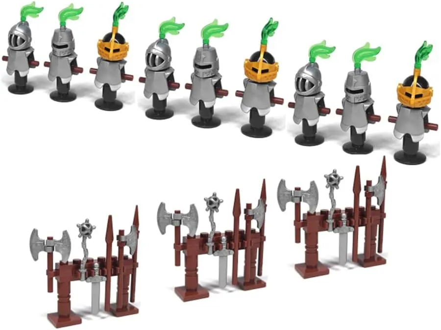 Medieval Knight Soldier Building Set, 156pcs Miniature Armor & Weapon Figures with Display Stand, Creative Construction Toys for Adults & Collectors, Compatible with Major Block Brands