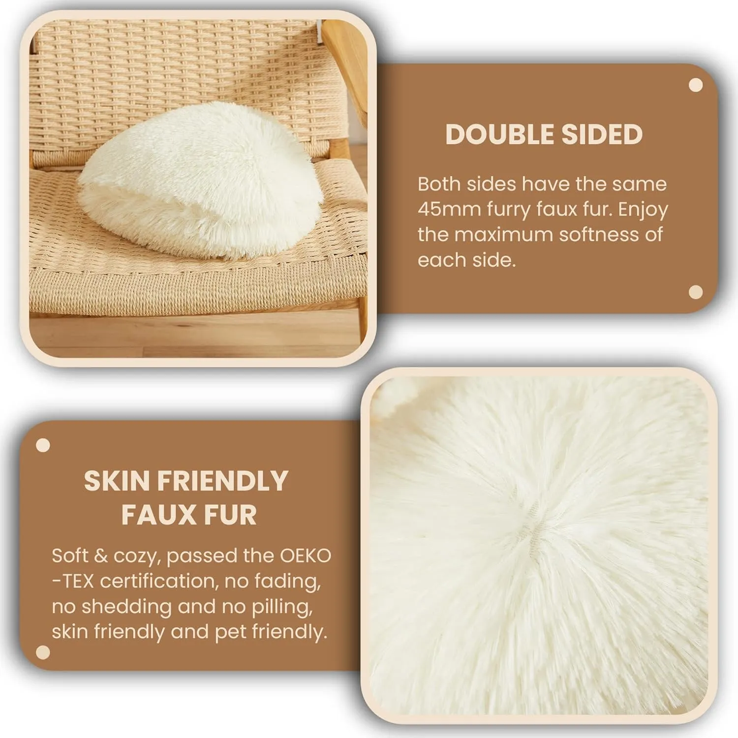 MEGO Fluffy Heart Pillow, Faux Fur Decorative Throw Pillow, Plush Shaggy Heart Shaped Pillow w Insert&Cover, Cute Furry Throw Pillows for Couch Bed Sofa Kid Girls Women Valentine's Day Gift Beige