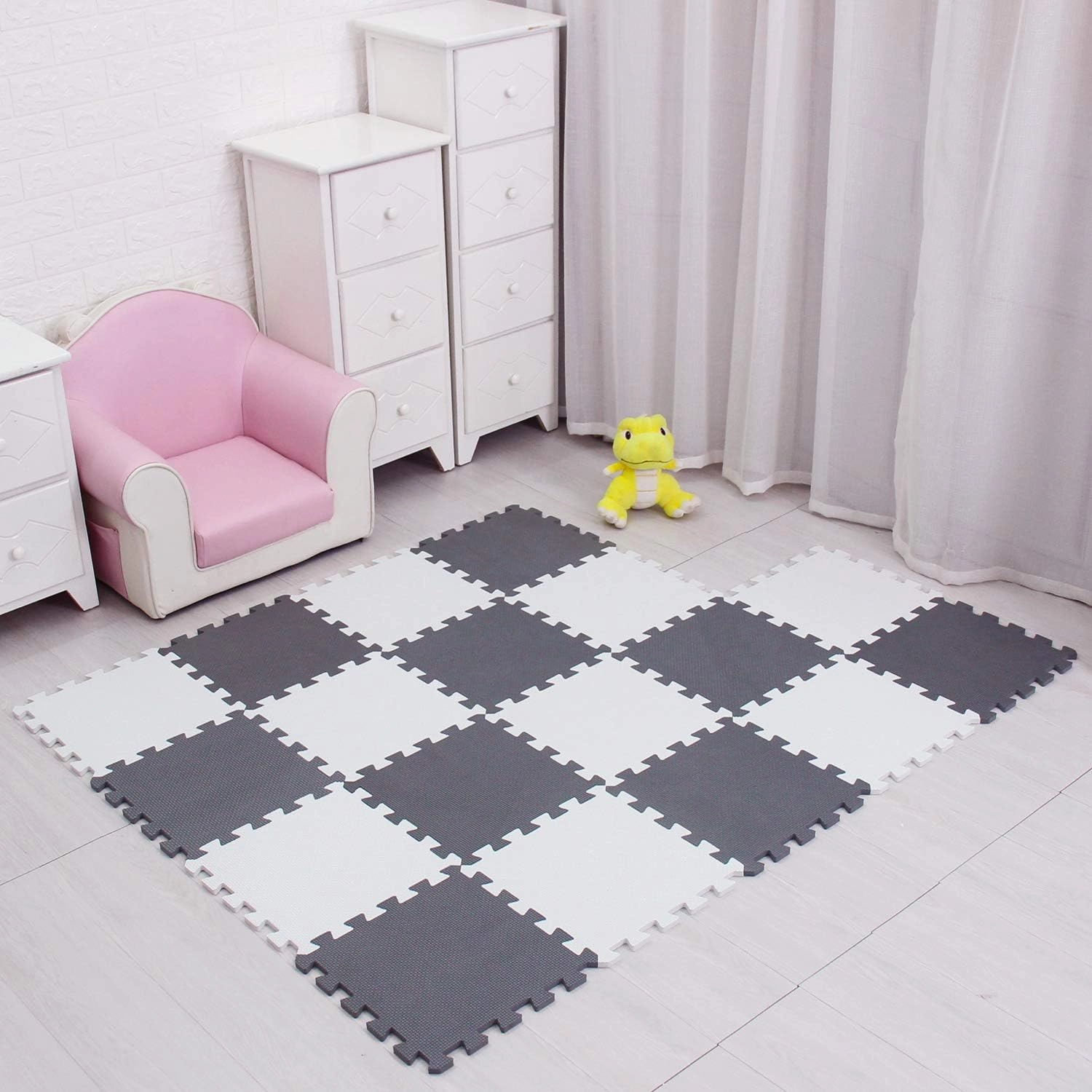 meiqicool Foam Play Mat Thick Soft EVA Interlocking Foam Floor Mats Children Yoga Exercise Multi Jigsaw Puzzle Blocking Board Kids Playmats Play 18 Piece AL