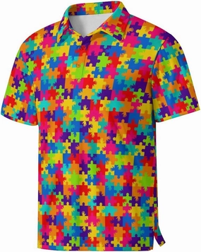Men's Golf Shirts Moisture Wicking Quick Dry Performance Golf Polo Shirts for Men Fashion Print Short Sleeve Polo Shirts