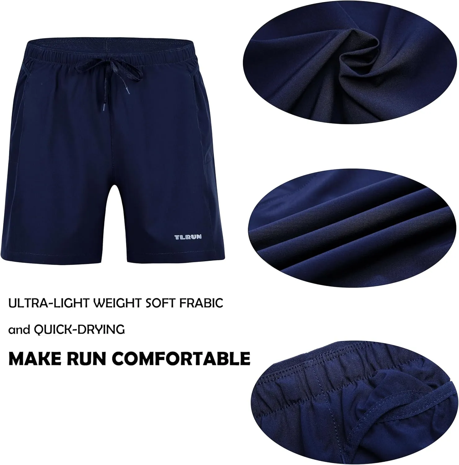 Men's Running Shorts 5 inch Ultra Lightweight with 5 Pockets Quick Dry Marathon Athletic Run Shorts Linerless