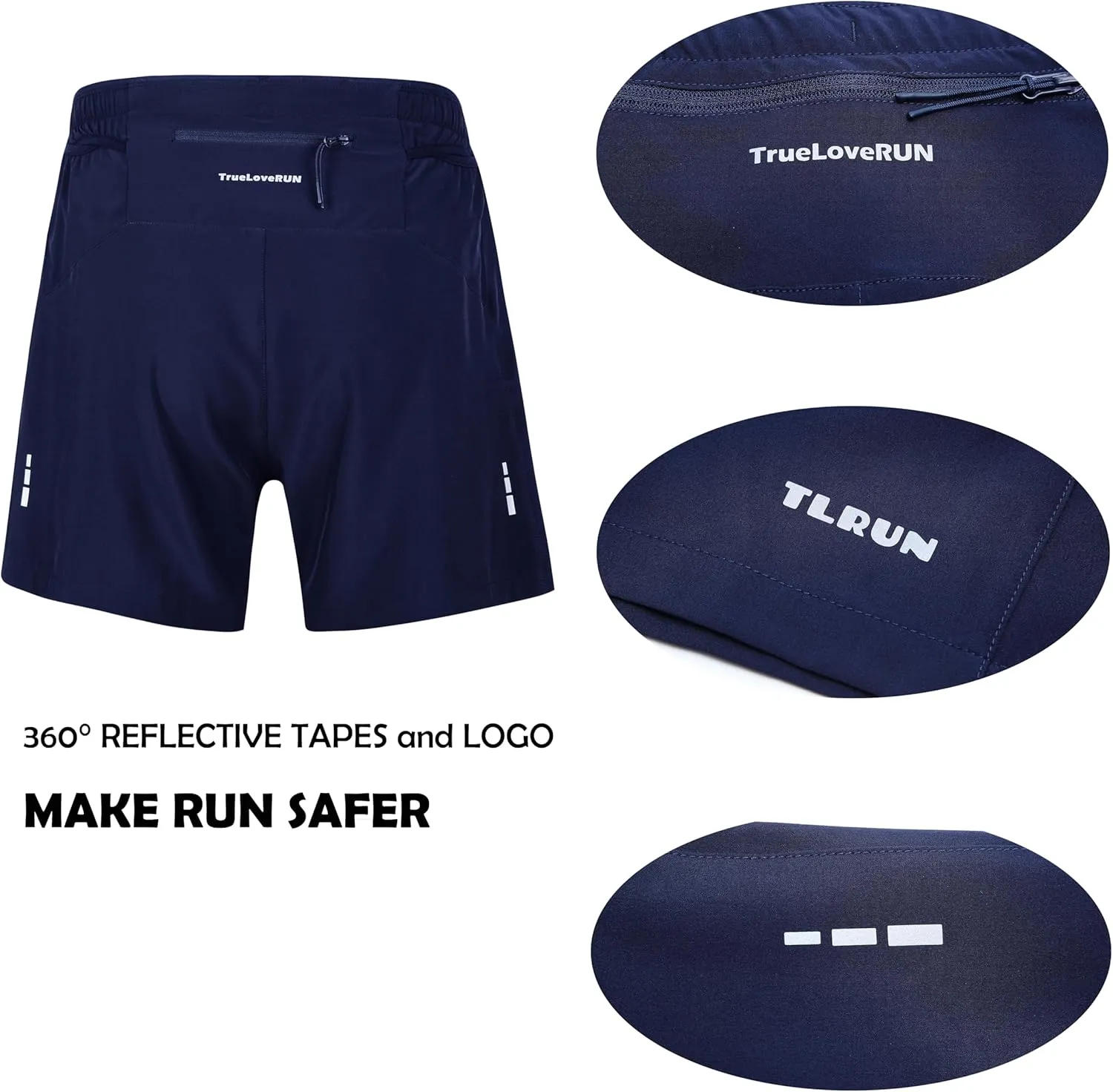 Men's Running Shorts 5 inch Ultra Lightweight with 5 Pockets Quick Dry Marathon Athletic Run Shorts Linerless