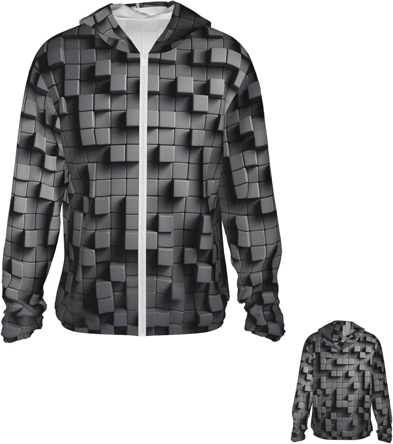 Men's Sun Protection Jacket UPF 50  Full Zipper Long Sleeve UV Hoodie Shirt Women's Outdoor Jacket