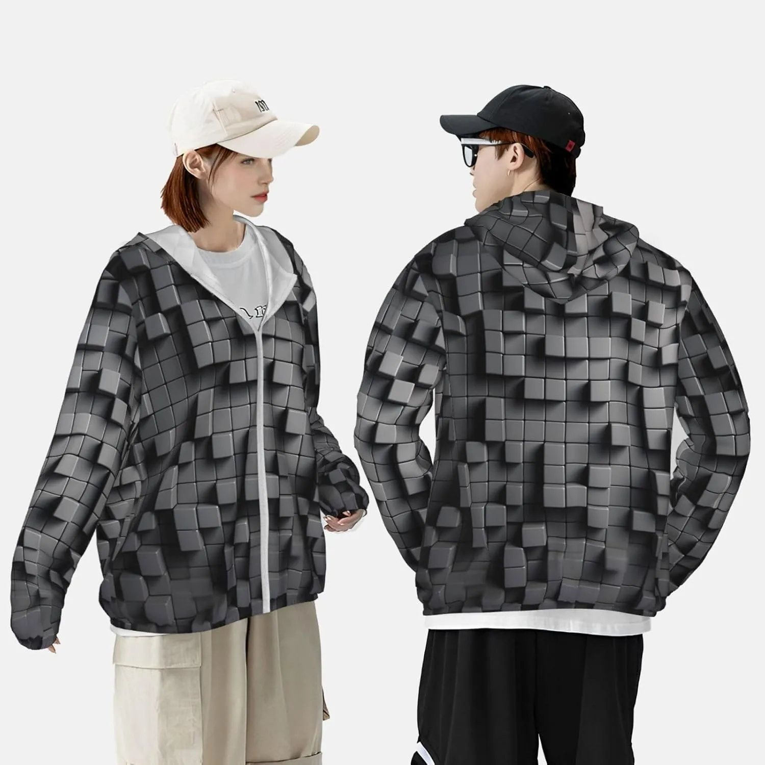 Men's Sun Protection Jacket UPF 50  Full Zipper Long Sleeve UV Hoodie Shirt Women's Outdoor Jacket