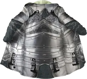 Men's Winter Warm Fleece Parka Jacket 3D Full Print Viking Medieval-Inspired Hooded Cloak Two Pocket Outdoor Couple Cape