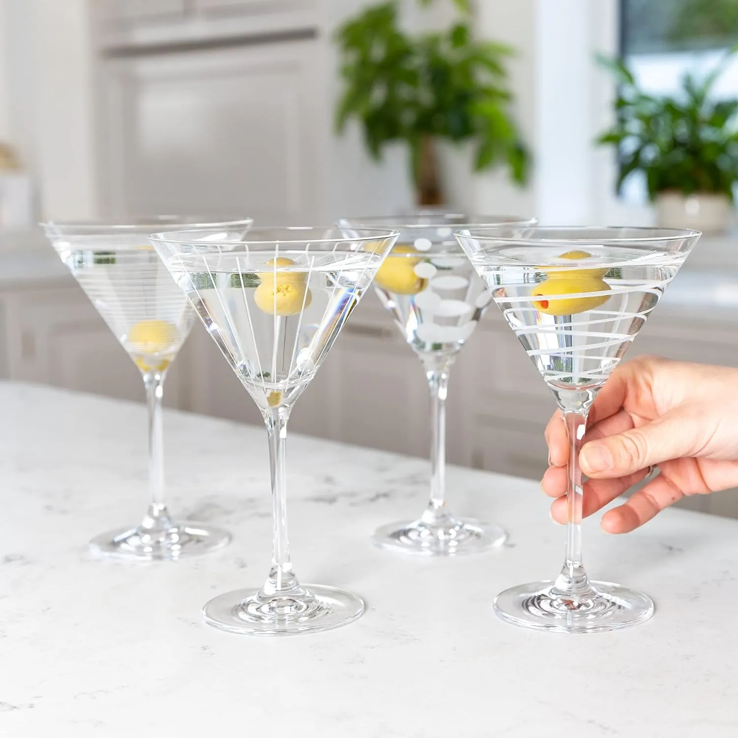 Mikasa, Silver Set of 4 Cheers Crystal Martini Cocktail Glasses, Model:5159319