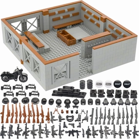 Military Base Building Bricks Set, Defence Base Guard Tower Guns Weapons Building Block Toy, Weapon Pack Accessories Kits Toys for Kids