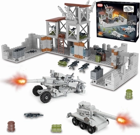 Military Base Building Toy for Boys, 489 pcs Army Defence Base Guard Tower Station Building Blocks Set for Kids 6 7 8 9 10 12 14 Years with Mini Weapons & War Accessories