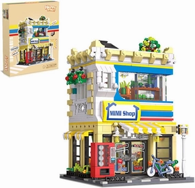 Mimi Shop Building kit,Commercial Street Series Street View Building Blocks to Display, Decorate,Great Toy Gifts for Adults(1389 Psc)