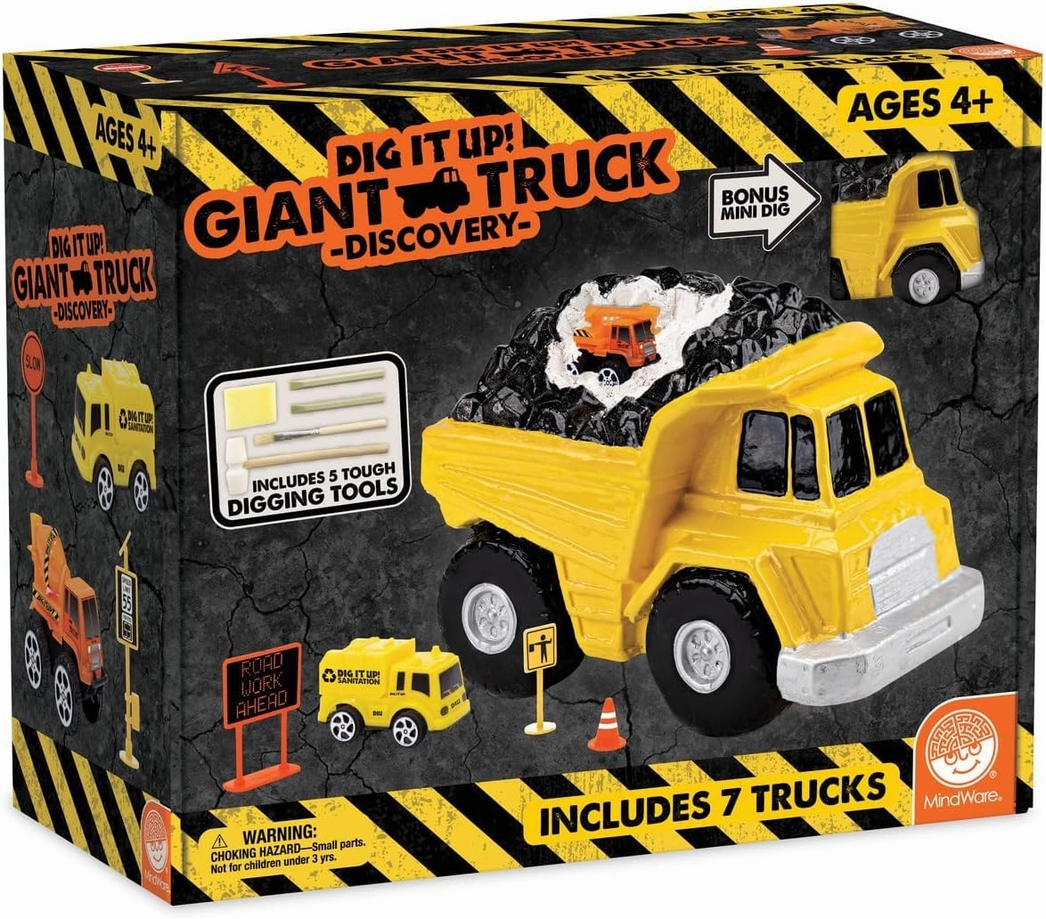 MindWare Dig It Up! Giant Truck Discovery - Includes 31 piece Kit - Gift and Construction Party Activity