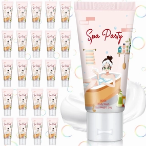 Mini Body Wash Spa Party Favors 1 oz Travel Size Body Wash Mother's Day Gift Bulk Thank You Gifts for Guest Salon Spa Party Supplies for Women Sleepover Birthday Hotel (24 Pack)