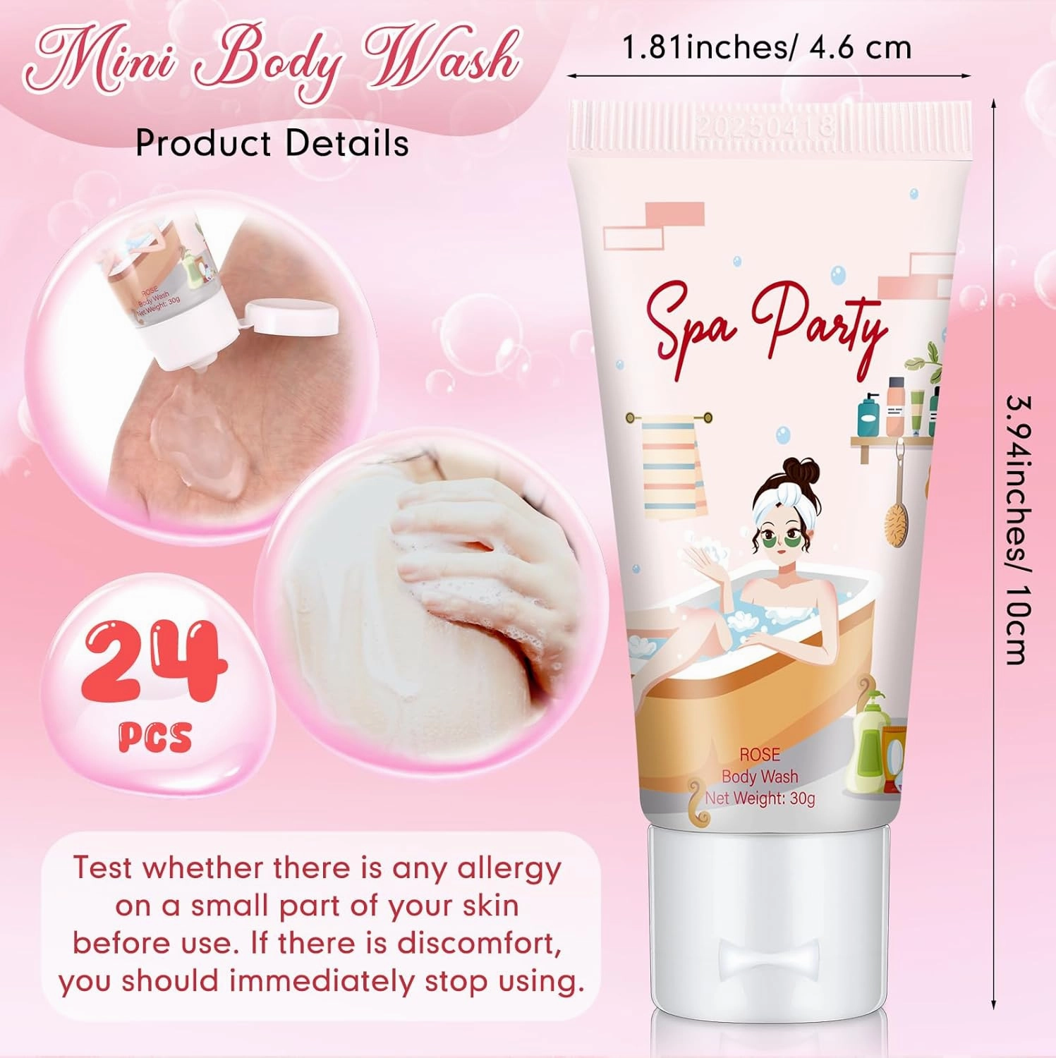 Mini Body Wash Spa Party Favors 1 oz Travel Size Body Wash Mother's Day Gift Bulk Thank You Gifts for Guest Salon Spa Party Supplies for Women Sleepover Birthday Hotel (24 Pack)
