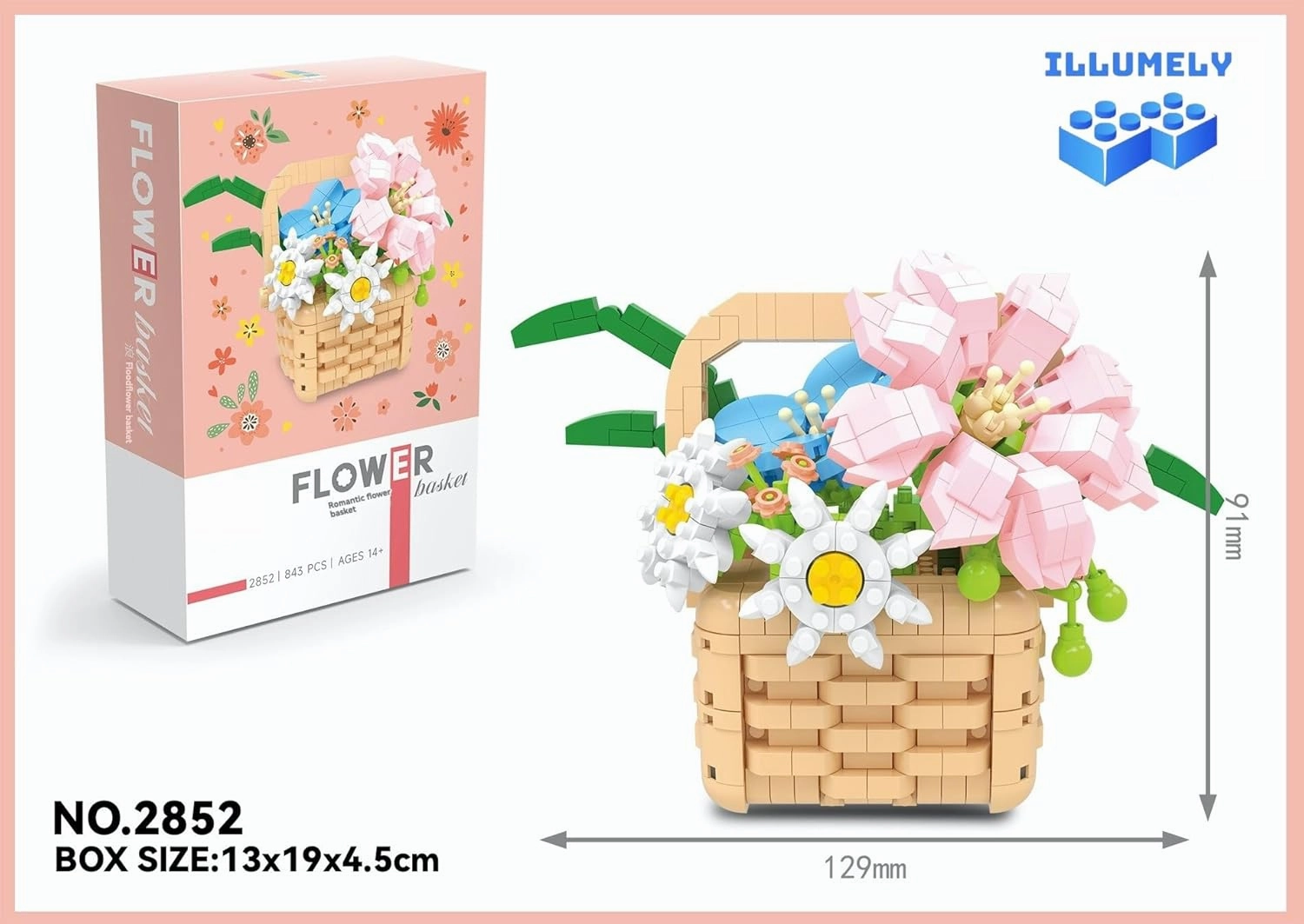 Mini Building Blocks Flower Set, DIY Micro 3D Building Toy Bricks Christmas (Beige 843pcs)