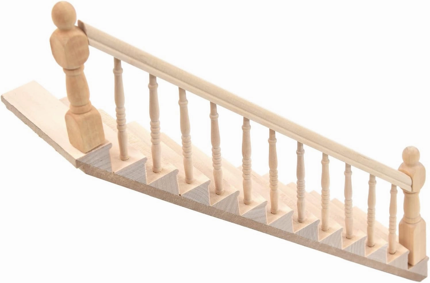 Miniature Stairs, Doll House Stairs, 1:12 Scale Furniture Wooden Handrail DIY Unpainted Staircase Accessories, Steps Model, Miniature Stairs Wood Stair (Left