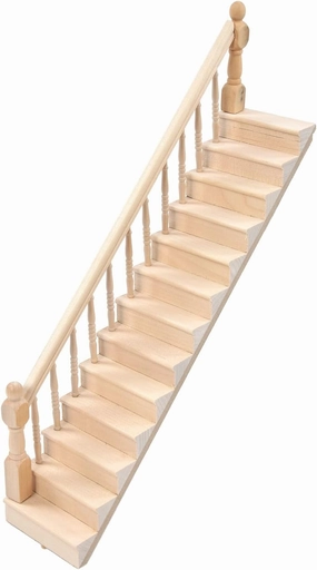 Miniature Stairs, Doll House Stairs, 1:12 Scale Furniture Wooden Handrail DIY Unpainted Staircase Accessories, Steps Model, Miniature Stairs Wood Stair (Left